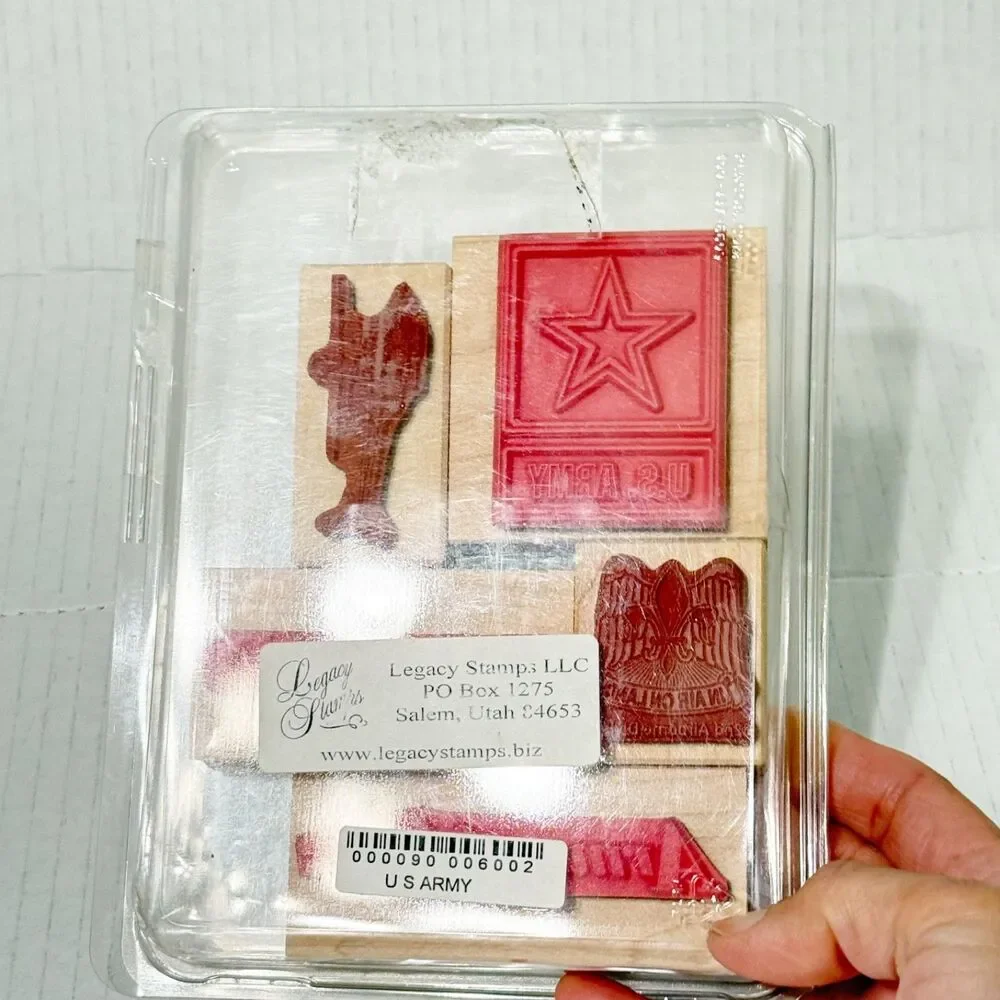 Vtg Set US Army Mounted Rubber Legacy Stamps Army of One Helicopter 82nd Airborn